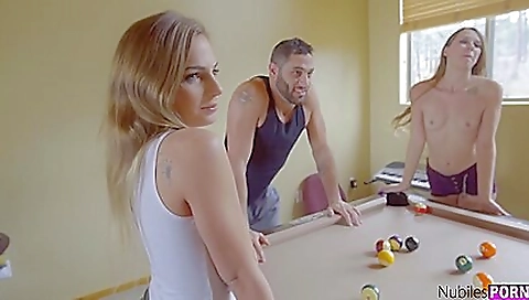 Sexy blonde and wild babe fuck with a strap-on